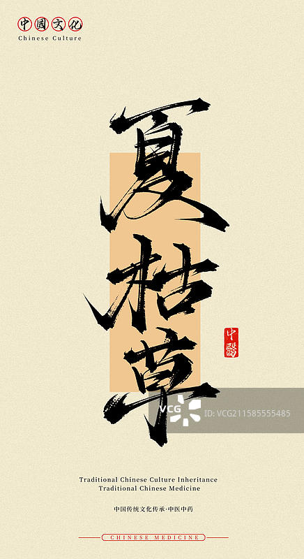 夏枯草（中国历史文化传承之中医中药名称手写书法字体素材）图片素材