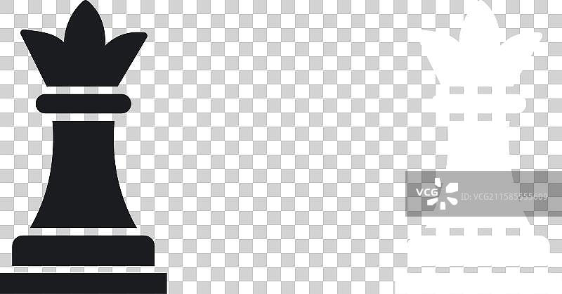 国际象棋女王图标集，采用纯黑白设计图片素材