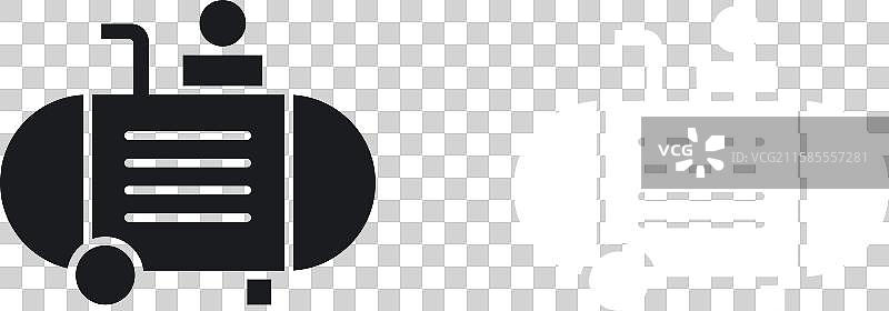 黑白色实心压缩机图标集图片素材