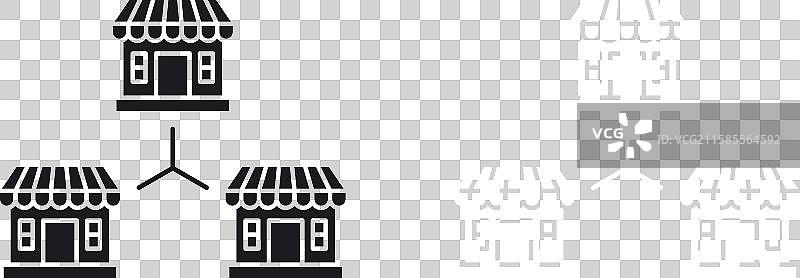 特许经营图标集，采用纯黑白色设计图片素材