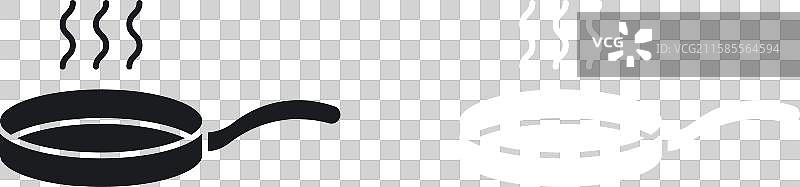 黑白色实心煎锅图标集图片素材