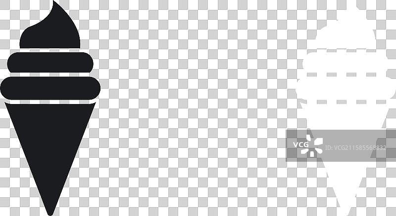 冰淇淋图标集，采用纯黑白色调图片素材