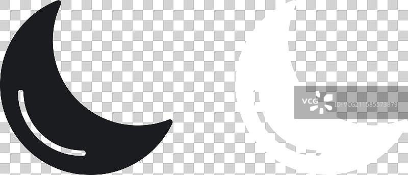 黑白色实心月亮图标集图片素材