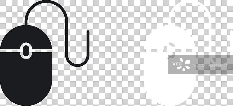 鼠标图标集，采用纯黑白色设计图片素材