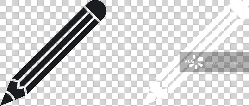 铅笔图标集，采用纯黑白色设计图片素材