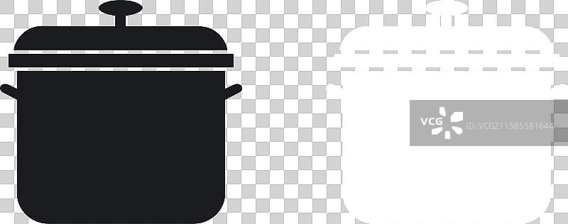 黑白色实心锅图标集图片素材