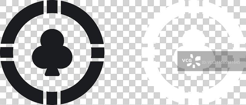 黑白色的扑克筹码图标集图片素材