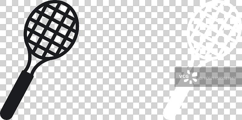 黑白色实心羽毛球拍图标集图片素材