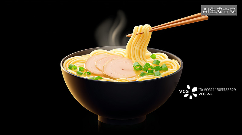 【AI数字艺术】叉烧面美食插画图片素材