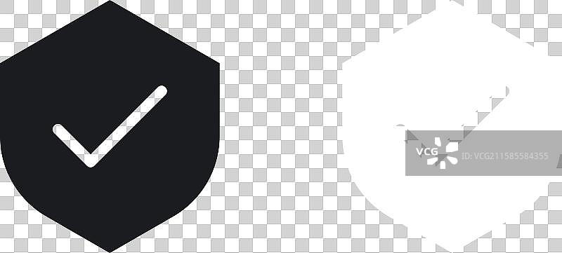 黑白实心的盾牌检查图标集图片素材