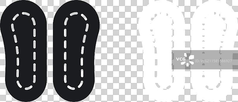 黑白色实心鞋底图标集图片素材