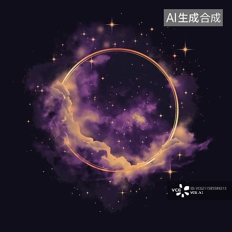 【AI数字艺术】神秘夜空圆环艺术图片素材