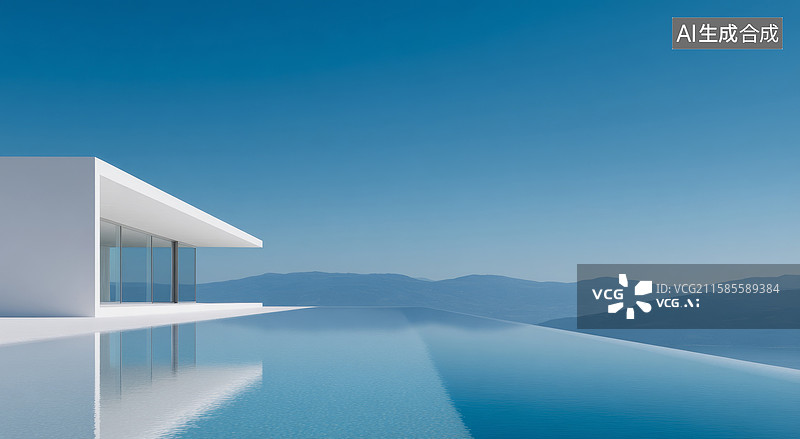 【AI数字艺术】现代极简悬崖顶别墅图片素材