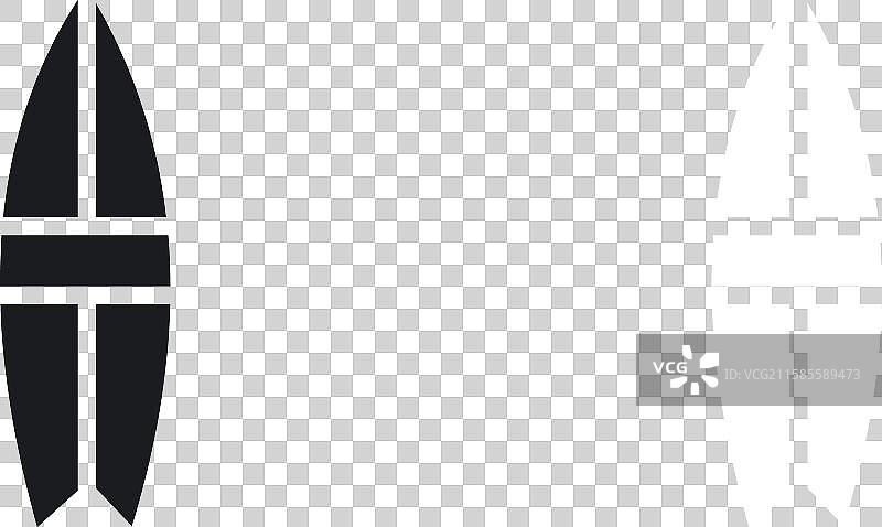 冲浪图标集，采用纯黑白色设计图片素材