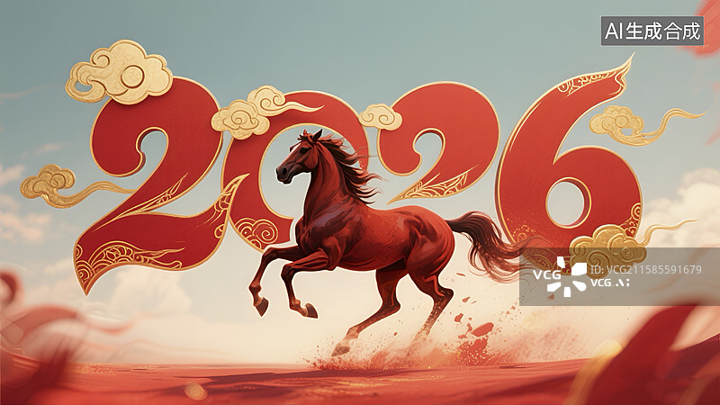 【AI数字艺术】2026年马年主题插画图片素材