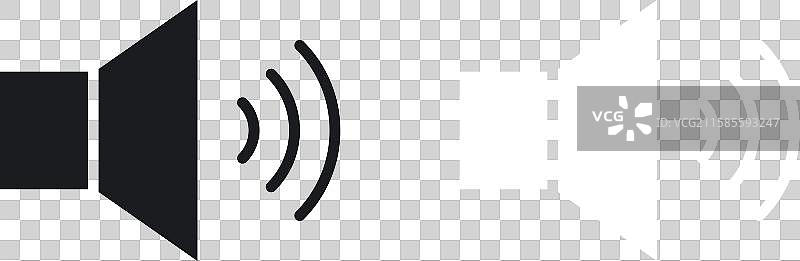 黑白色实心音量图标集图片素材