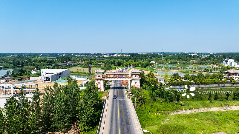 航拍淮安市淮阴区马头镇淮阴王韩信韩侯故里牌坊图片素材