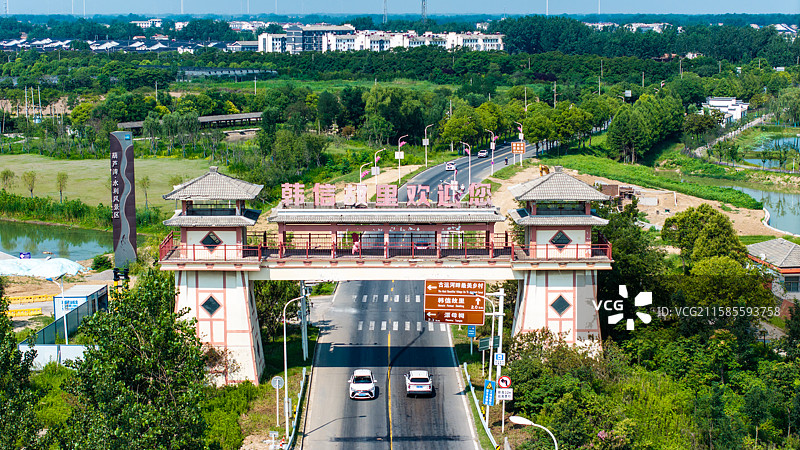 航拍淮安市淮阴区马头镇淮阴王韩信韩侯故里牌坊图片素材