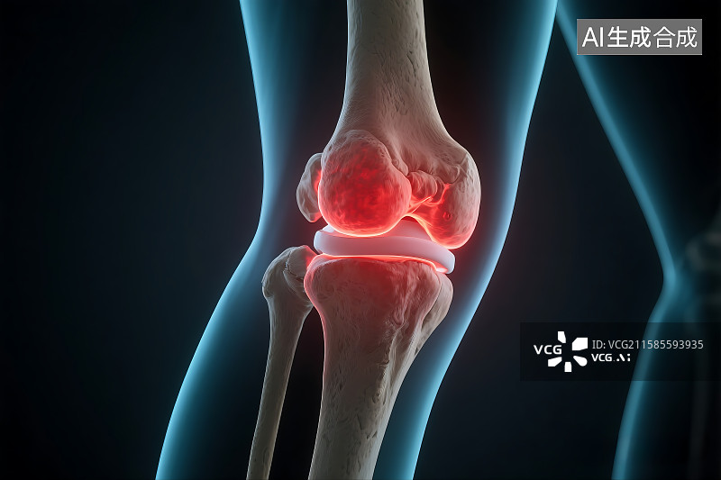 【AI数字艺术】关节疼痛科普插图 膝关节 医学科普 关节药 3D医学模型 药物科普 医疗卫生 半月板图片素材