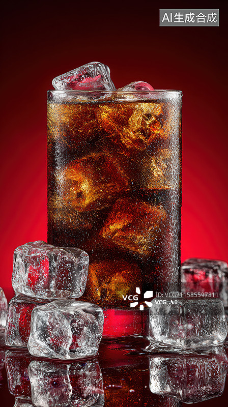 【AI数字艺术】冰块与碳酸饮料的清凉组合图片素材