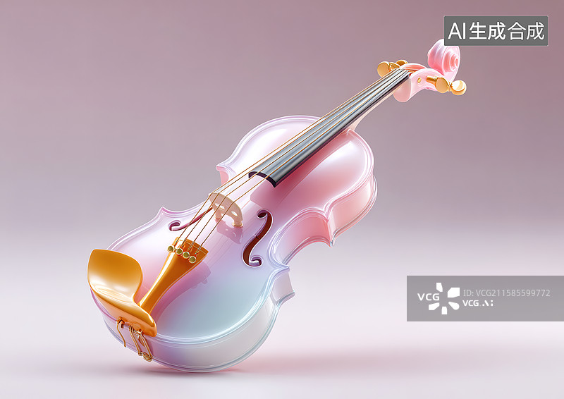 【AI数字艺术】一架彩色卡通小提琴图片素材