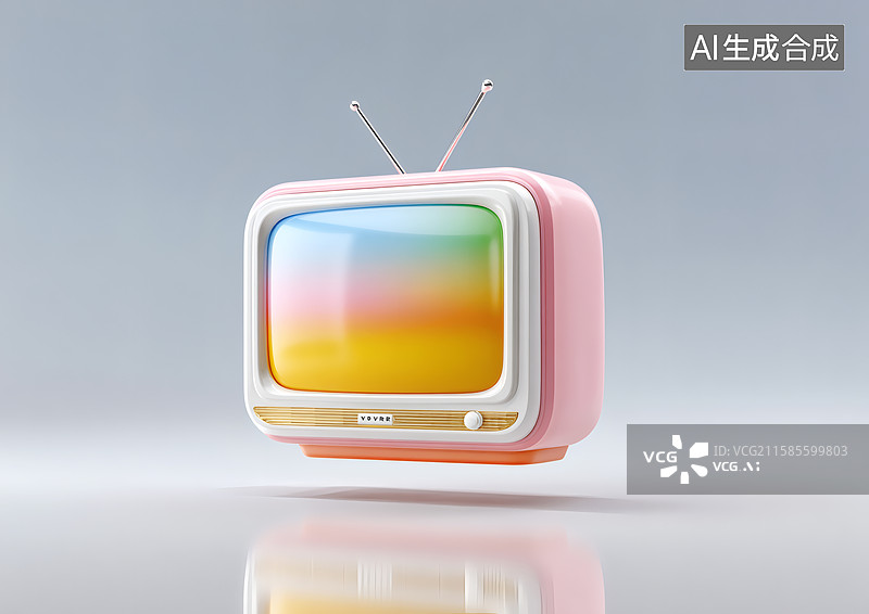 【AI数字艺术】一架老式卡通电视机图片素材