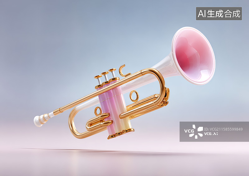 【AI数字艺术】彩色3D卡通小号图片素材