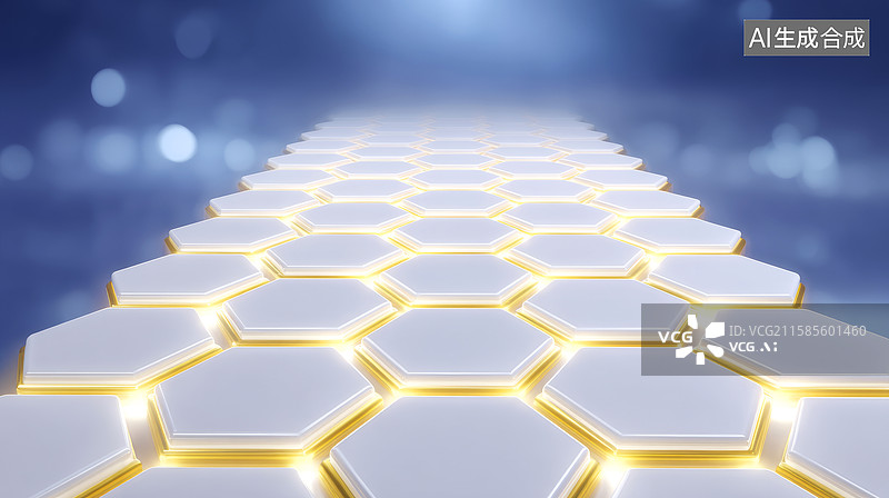 【AI数字艺术】蓝色背景下白色蜂巢状结构图片素材