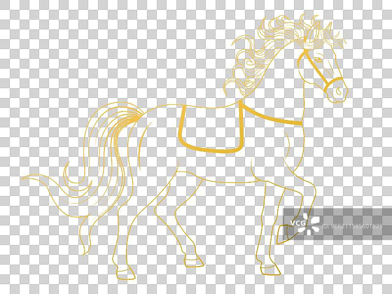 矢量的金色线条马图片素材