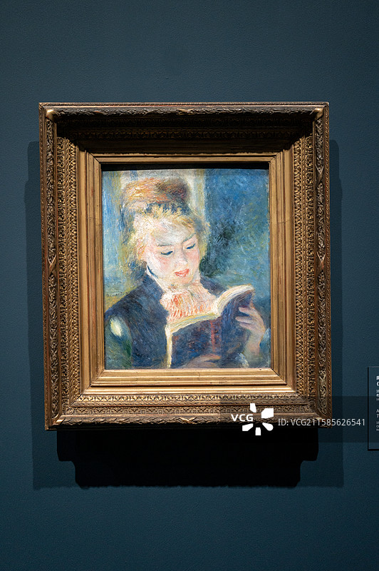 奥古斯都.雷诺阿《读书的女人》，布画油画，1874-1876年。上海浦东美术馆巴黎奥赛展。图片素材