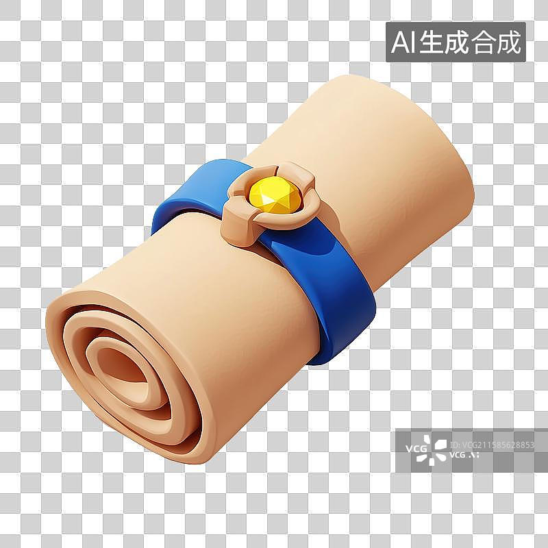 【AI数字艺术】3D三维卡通游戏卷轴中世纪空白羊皮纸张元素图片素材