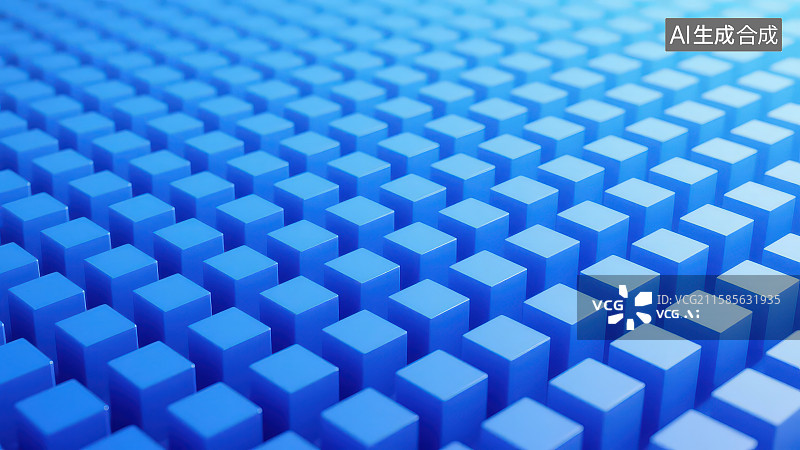 【AI数字艺术】蓝色整齐排列的方块几何纹理背景图片素材