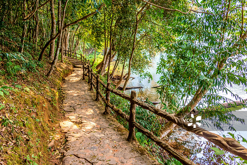 中国云南普洱西盟县勐梭龙潭湖景风光图片素材