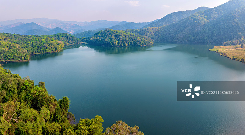 中国云南普洱西盟县勐梭龙潭航拍风光图片素材