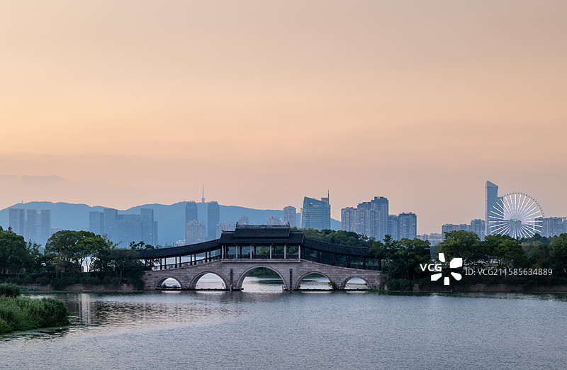 长广溪的黄昏风光图片素材
