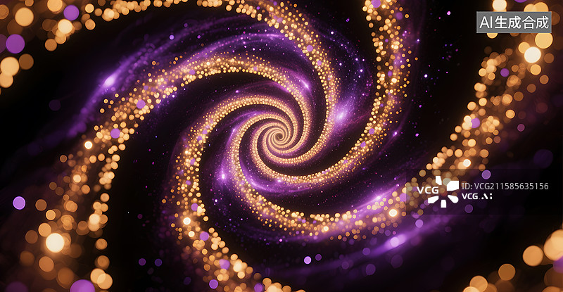 【AI数字艺术】金色紫色旋涡旋转螺旋银河系太空星空背景图片素材