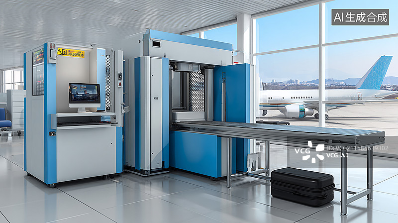 【AI数字艺术】机场行李安检设备图片素材