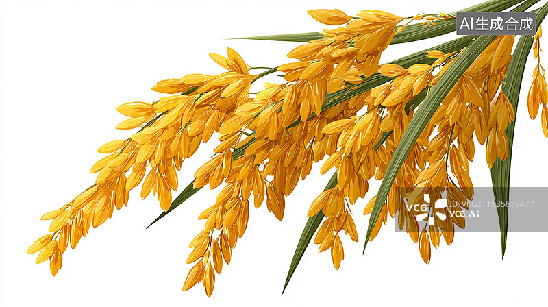 【AI数字艺术】稻米丰收景象，颗粒饱满的稻穗图片素材