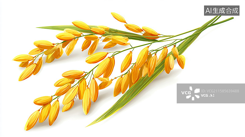 【AI数字艺术】稻米丰收景象，颗粒饱满的稻穗图片素材