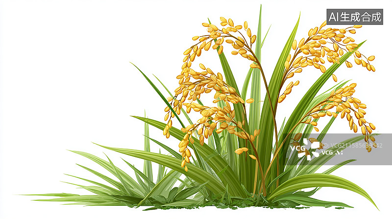 【AI数字艺术】稻米丰收景象，颗粒饱满的稻穗图片素材