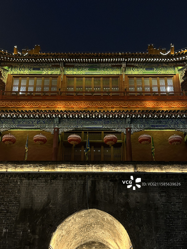 荆州古城宾阳楼夜景图片素材