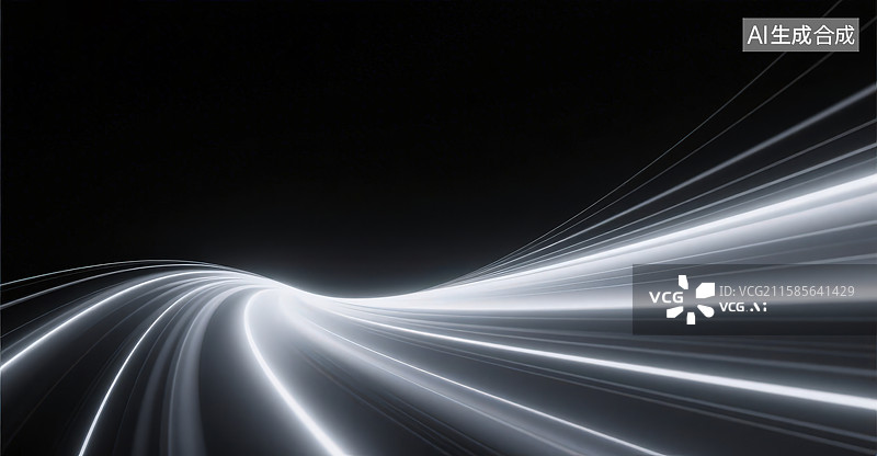 【AI数字艺术】黑灰色渐变渐变动态白色光轨，轻奢活动海报高端会议公司企业活动主视觉背景图片素材