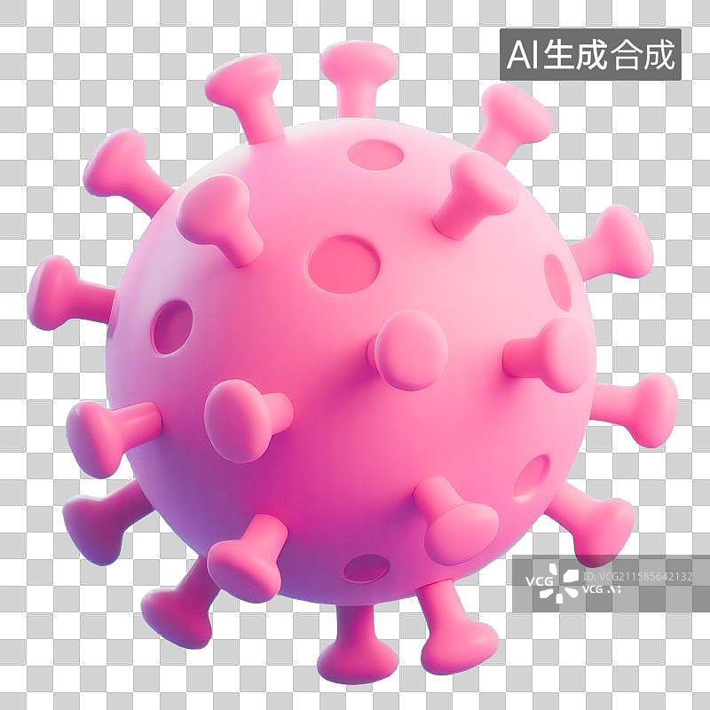 【AI数字艺术】3D渲染免抠图形元素卡通病毒病原体癌细胞形状图片素材