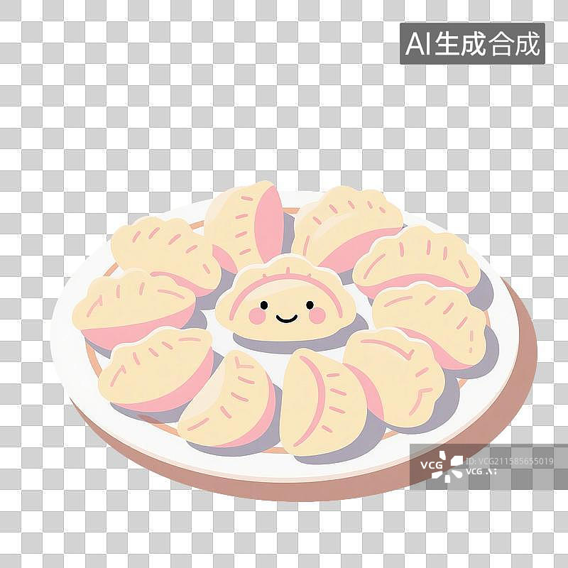 【AI数字艺术】国风手绘插画，饺子，水饺，面食，中国传统美食，春节新年传统节日食物，免抠元素图片素材