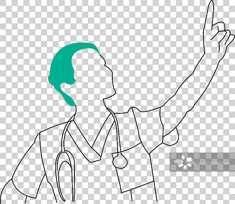 护士用手指指向上方图片素材
