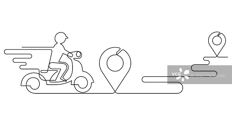 快递员与地图图钉图标单线图图片素材