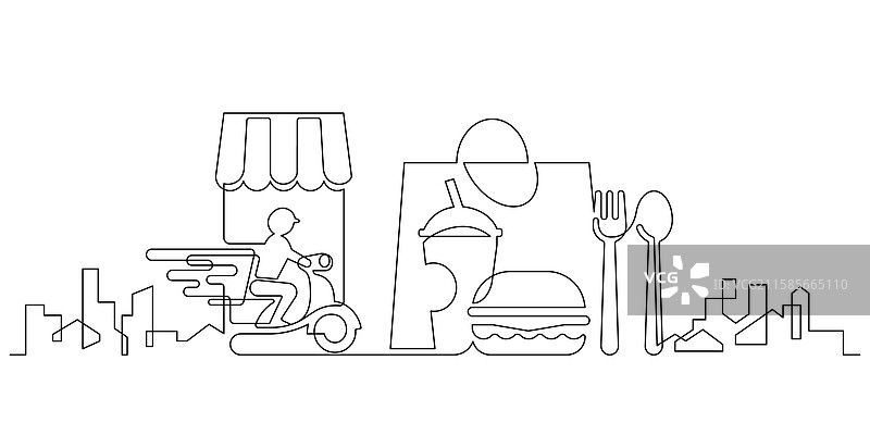 在线食品服务和快递配送服务图片素材