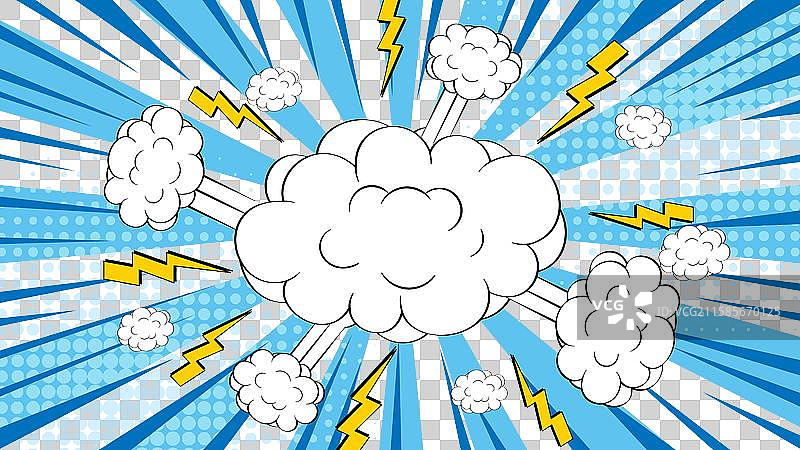 动态爆炸伴随云彩和闪电图片素材
