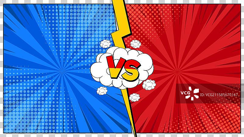 漫画风格的对比与闪电效果图片素材