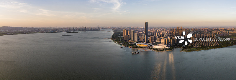 苏州湾金融中心与滨湖新城全景航拍图图片素材